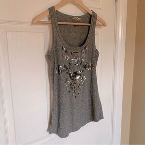 Roxy Gray Tank Top with Sequin Design Size XS